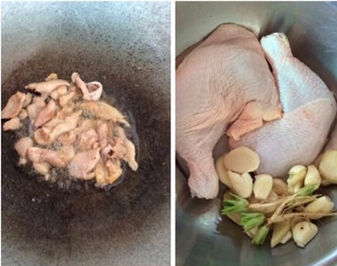 ข้าวมันไก่ในหม้อหุงข้าว